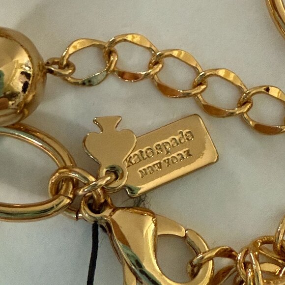 NWOT Rare Kate Spade Ma Cherie Gold Red Green Acrylic Cherry Statement Necklace - Picture 6 of 15